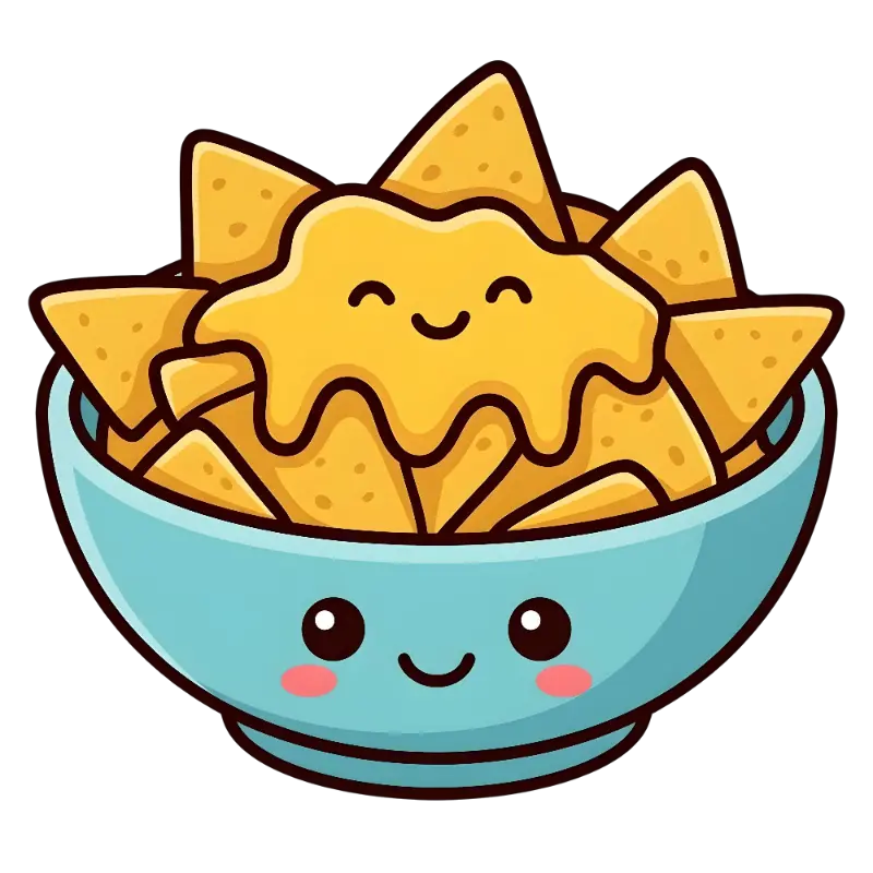 Playful Kawaii Nachos and Melted Cheese Characters