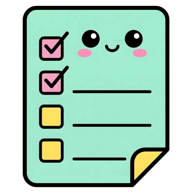 Mint Green Kawaii Smiling Checklist Paper Illustration