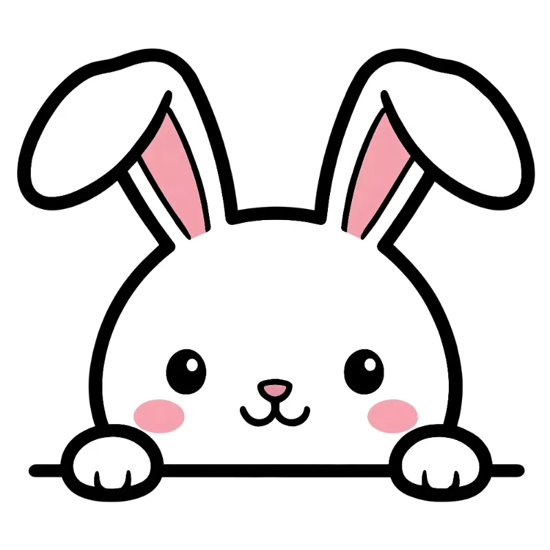 Kawaii Peeking White Bunny Illustration with Round Eyes
