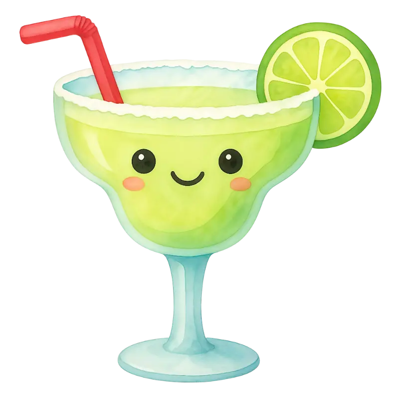 Watercolor Kawaii Margarita with Lime