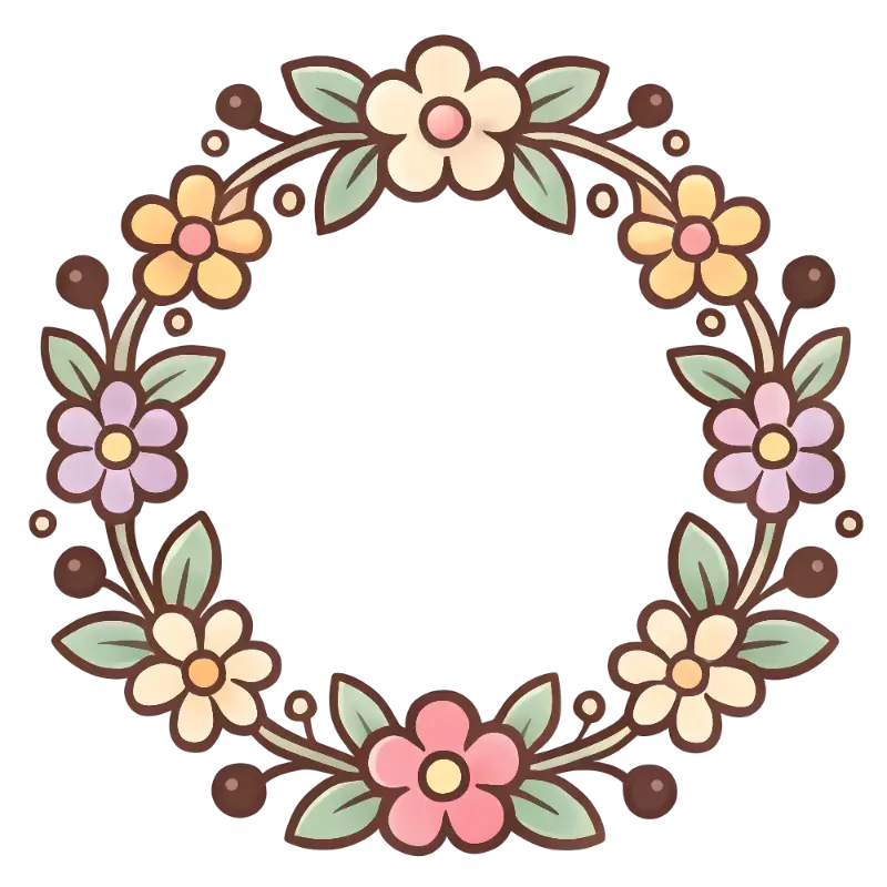 Cute Pastel Floral Wreath Illustration