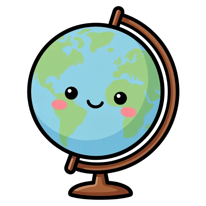 Happy World Icon Style Globe with Smiling Face and Blushes