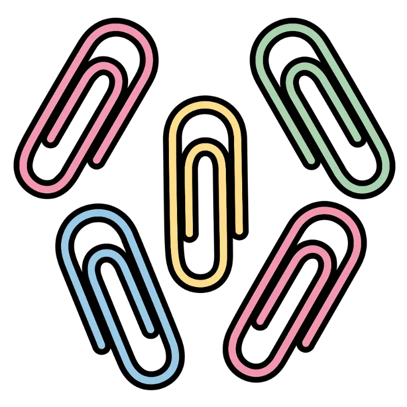 Pastel Line Art Paper Clips