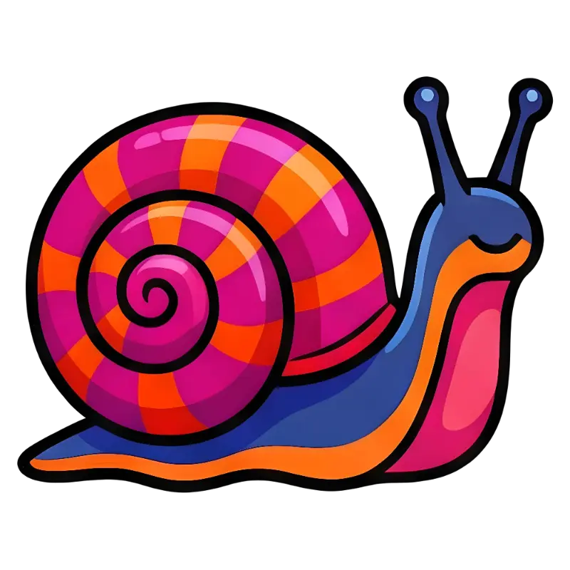 Vibrant Pop Art Snail with Pink Orange Spiral Shell