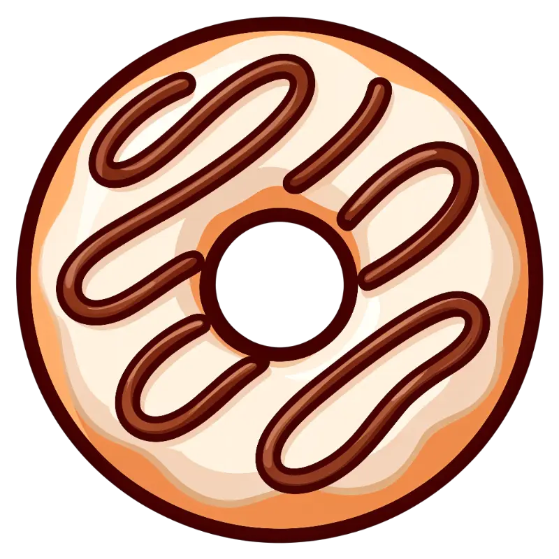 Vector Art Donut with Thick Outlines and Chocolate Drizzle