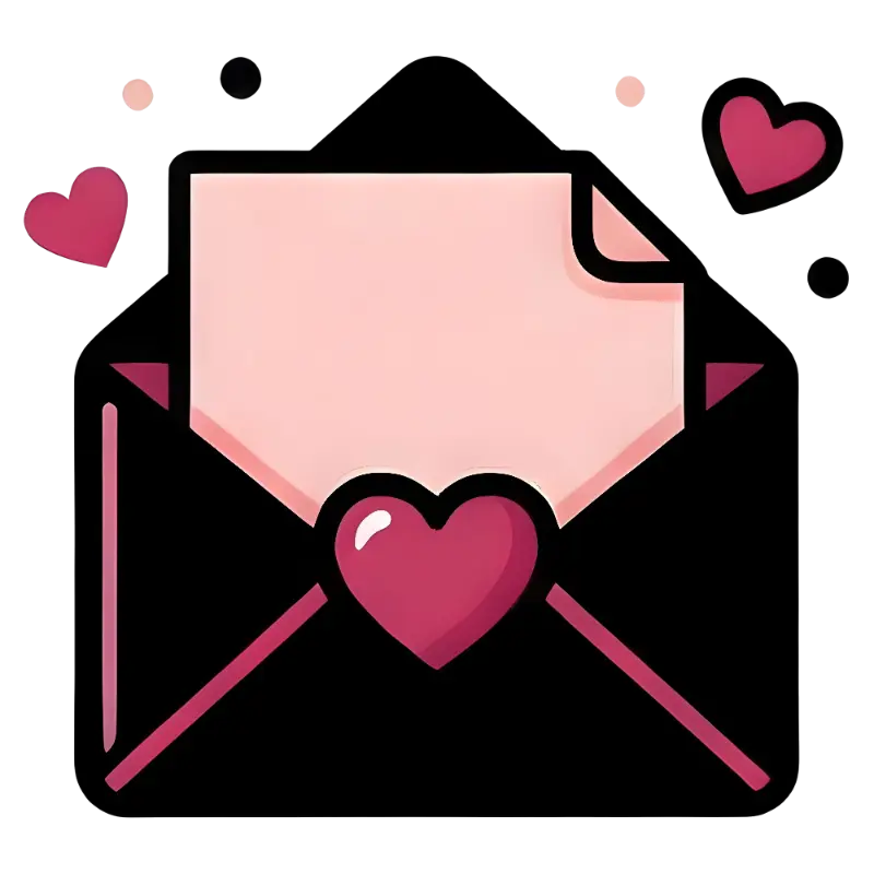 Cute Flat Design Love Letter Envelope with Heart Seal