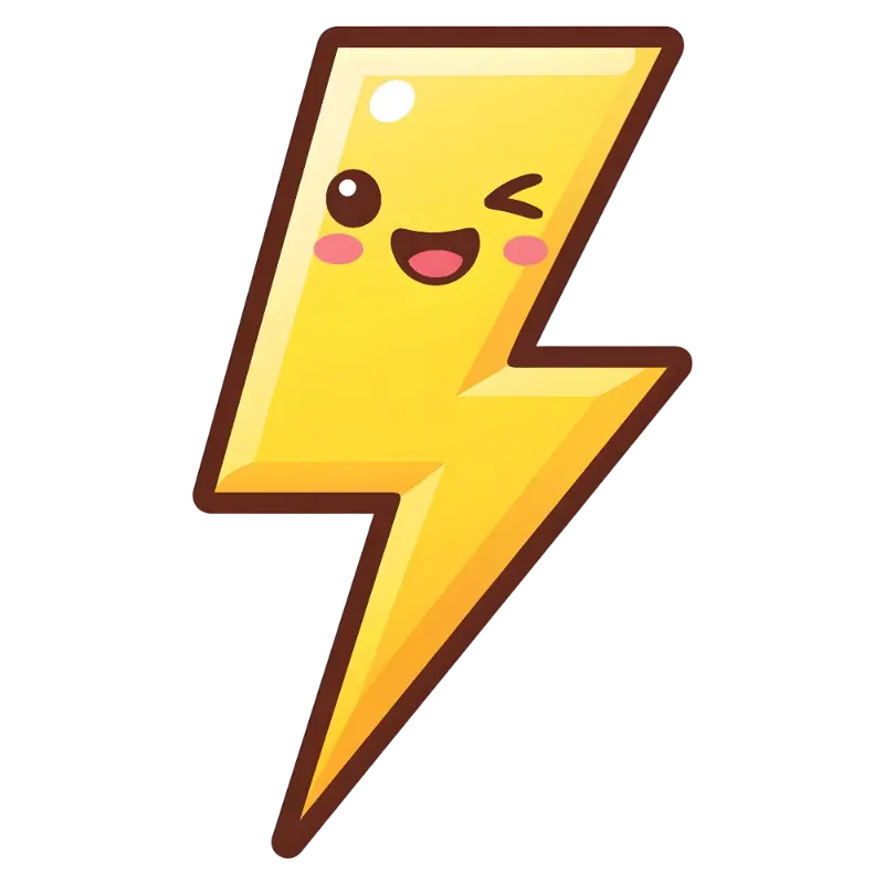 Kawaii Winking Lightning Bolt Character