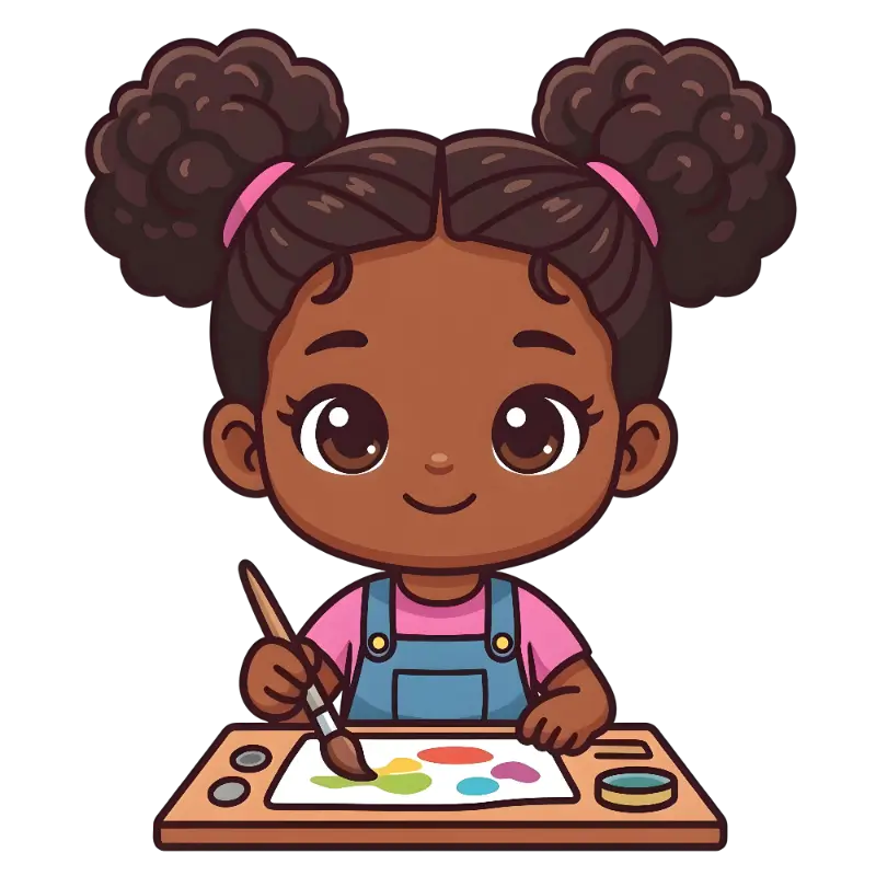 Cute Cartoon Girl Painter Character