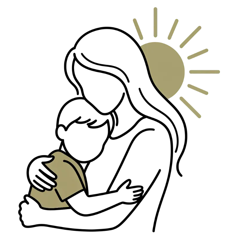 Pixelated Golden Sun Ray Family Embrace Silhouette