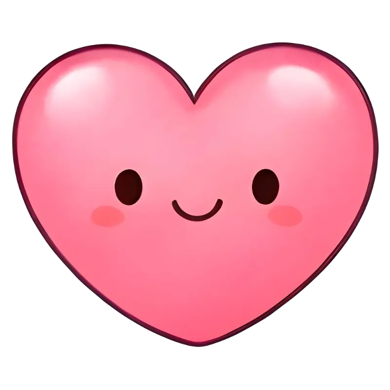 Glossy Cartoon Pink Smiling Heart Emoji Kiss-Cut Sticker