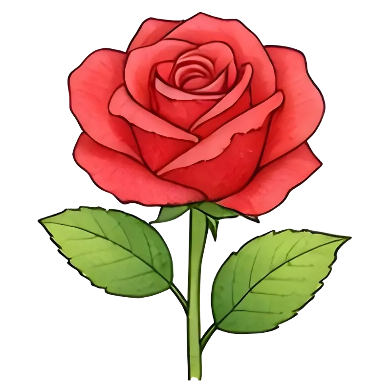 Cartoon Red Rose Illustration for Romantic Designs