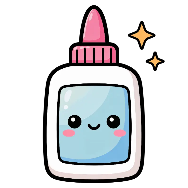 Cute Kawaii Smiling Glue Bottle with Sparkle Accents