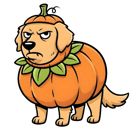 Grumpy Dog Pumpkin Costume Cartoon Halloween Kiss-Cut Sticker