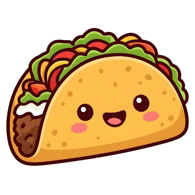 Kawaii Happy Taco Illustration