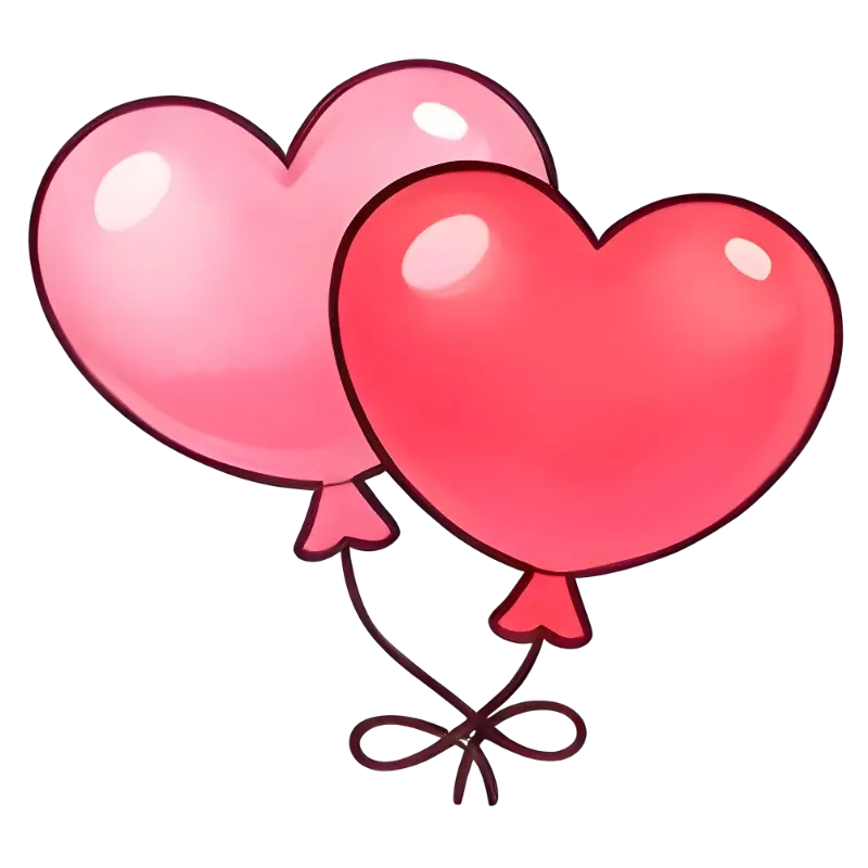 Glossy Digital Art Two Heart Balloons Graphic for Romantic Celebrations