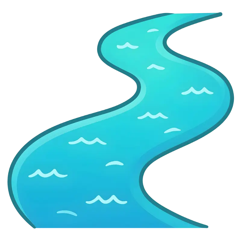 Emoji Style Winding River Illustration with Gradient