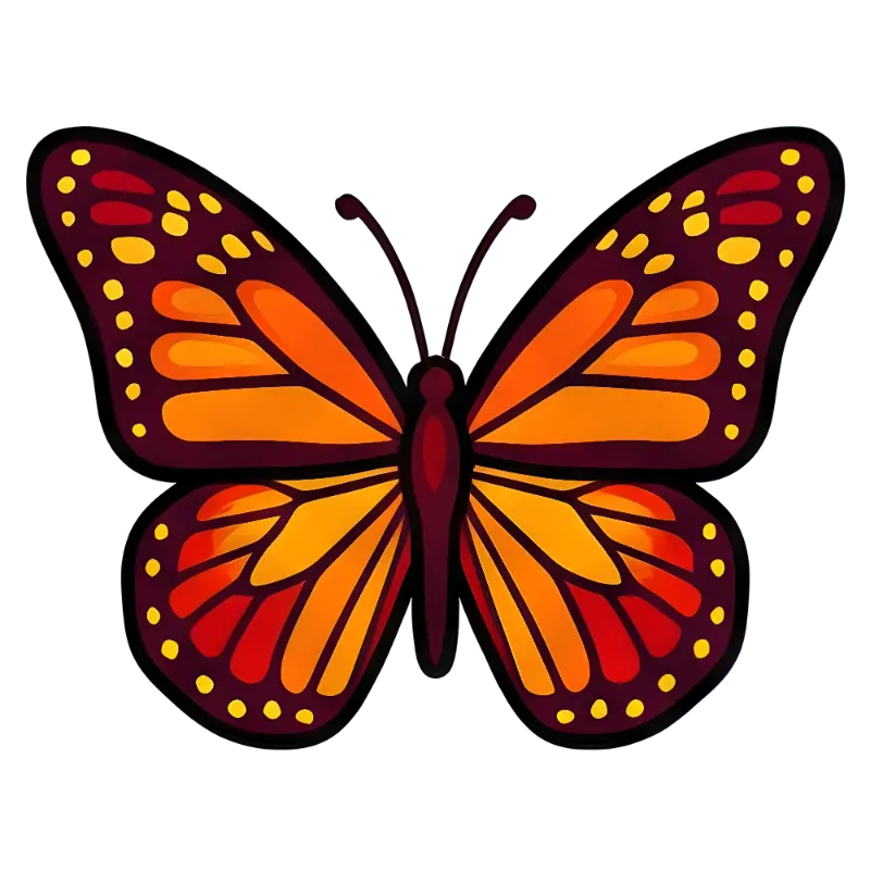 Bold Line Art Butterfly with Colorful Segmented Wings