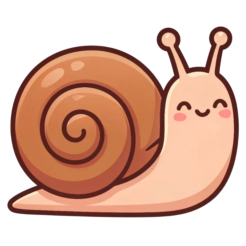 Kawaii Smiling Snail Character with Rosy Cheeks Illustration