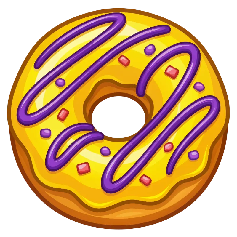 Cartoon Donut with Purple Icing