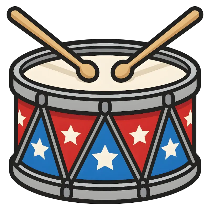 Playful Cartoon Toy Drum with Red and Blue Star Pattern