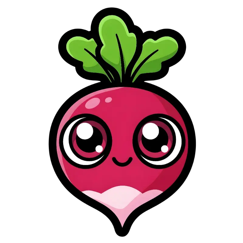 Cute Kawaii Radish Character with Big Expressive Eyes