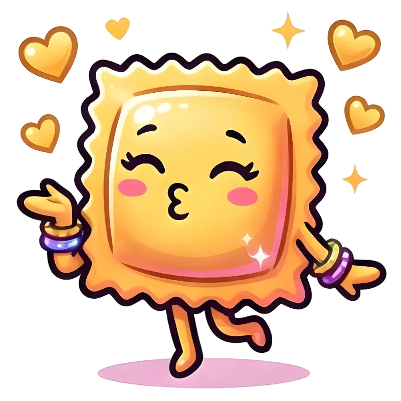 Kawaii Cartoon Ravioli Sticker: Playful Kissing Character