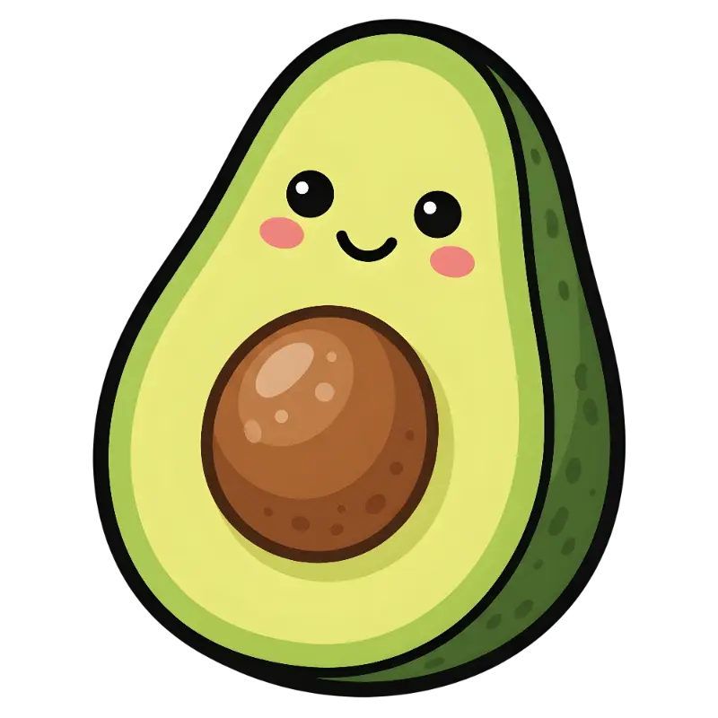 Kawaii Blushing Avocado Illustration