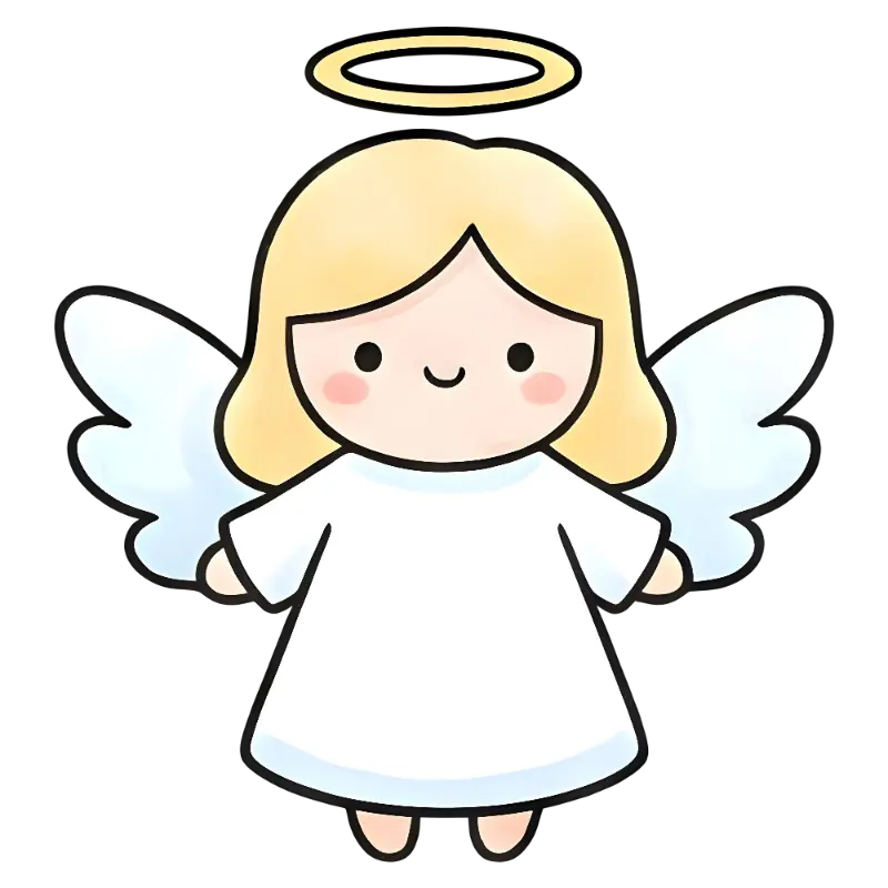 Cute Kawaii Cartoon Angel Illustration with Halo and Wings