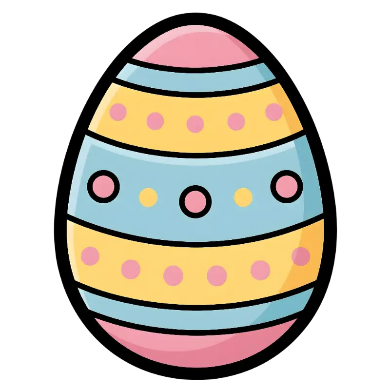 Cartoon Easter Egg Pastel Stripes Dots Kiss Cut Sticker