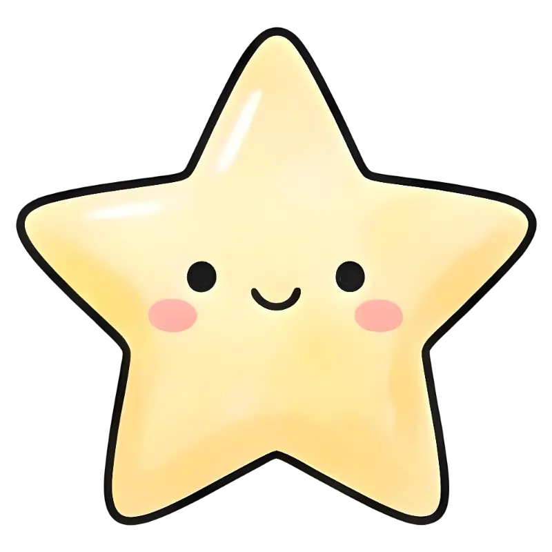 Kawaii Smiling Star Character Playful Digital Illustration