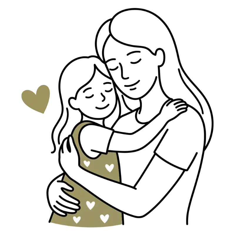 Minimalist Gold Heart Parent Child Silhouette