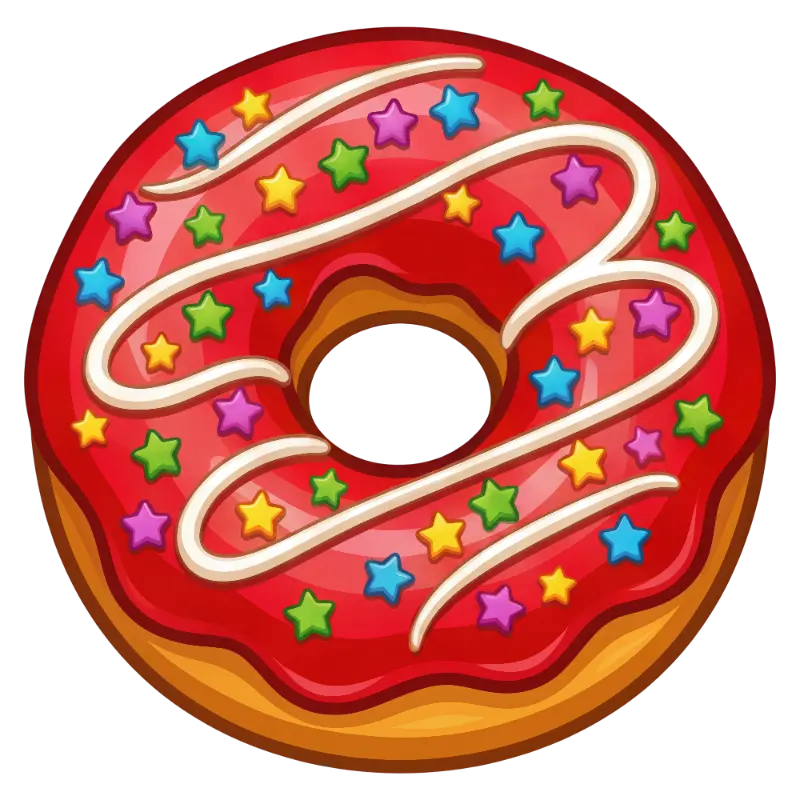 Cute Donut Illustration with Colorful Star Sprinkles