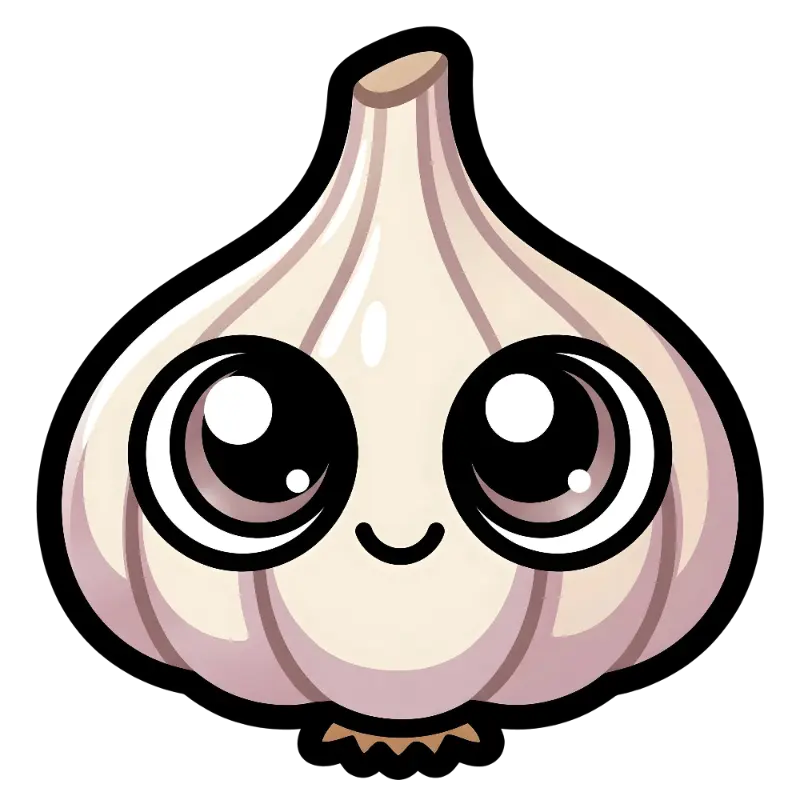 Modern Cartoon Lighthearted Garlic Character with Iconic Kawaii Eyes