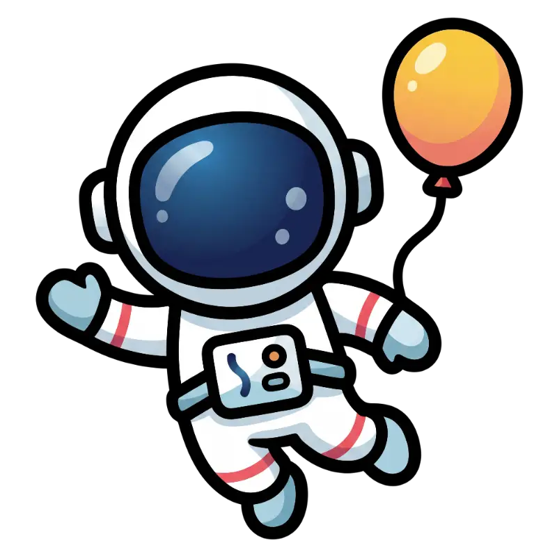 Playful Floating Astronaut with Balloon Cartoon Illustration