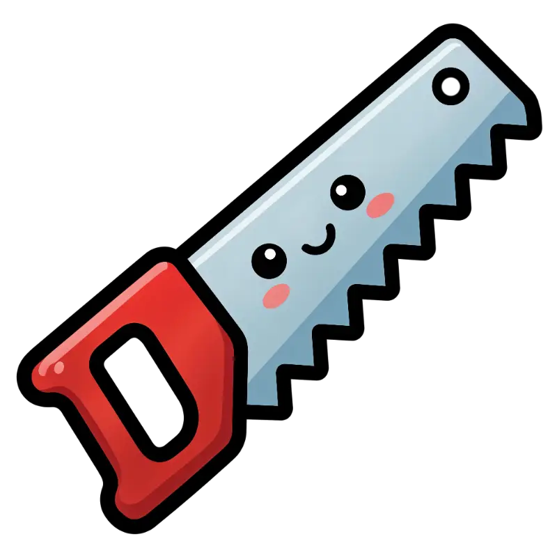 Kawaii Hand Saw with Friendly Face Illustration