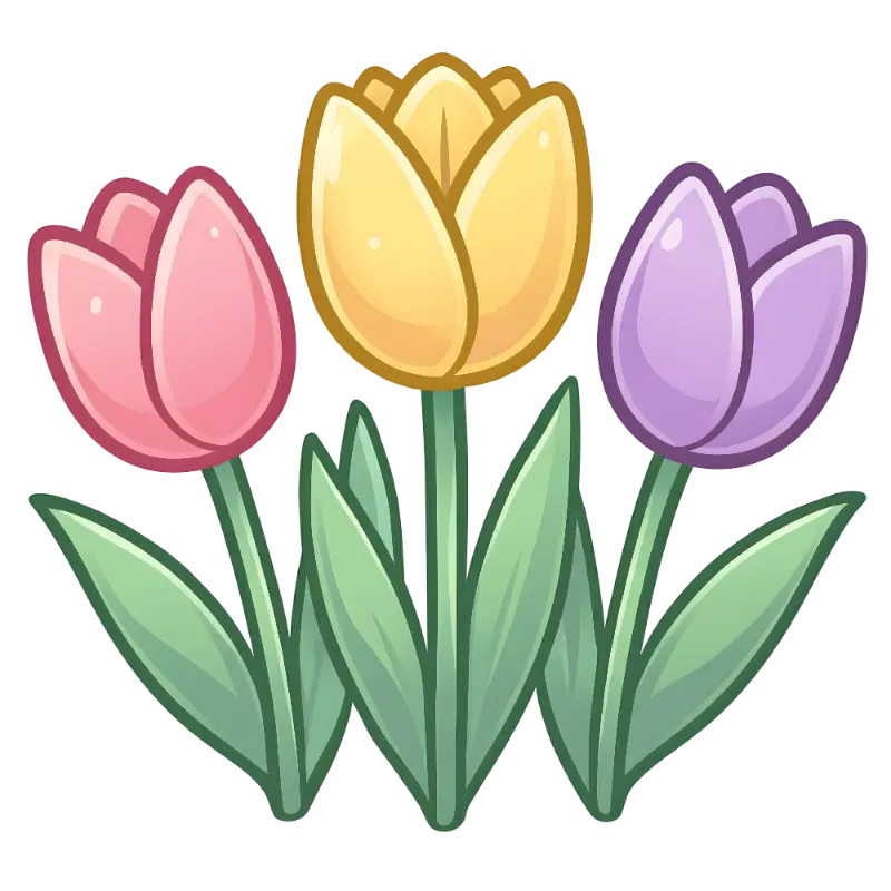 Cheerful Vector Art Tulips with Subtle Gradient Fills and Outlines