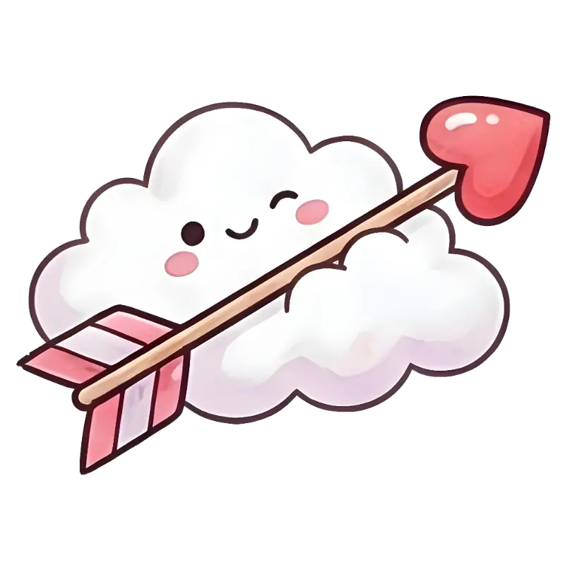 Cute Cloud Heart Arrow Sticker for Valentine's Day