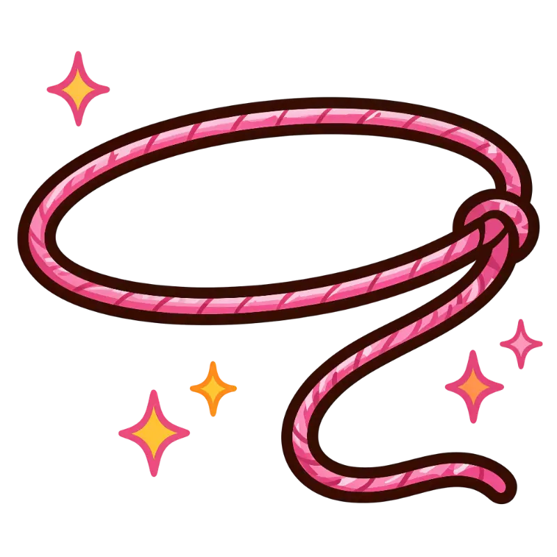 Playful Pink Lasso Rope with Pixel Stars and Knot Detail