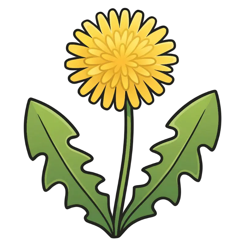 Cartoon Dandelion with Thick Outlines