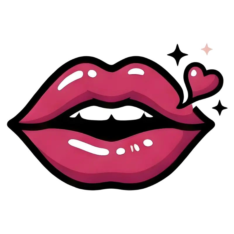 Pop Art Pink Lips with Glossy Heart and Pixel Sparkle