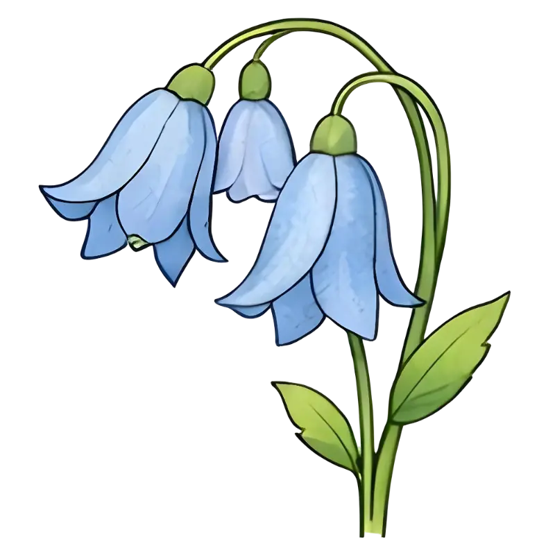Bluebell Flower Illustration, Cartoon Whimsical Floral Clip Art