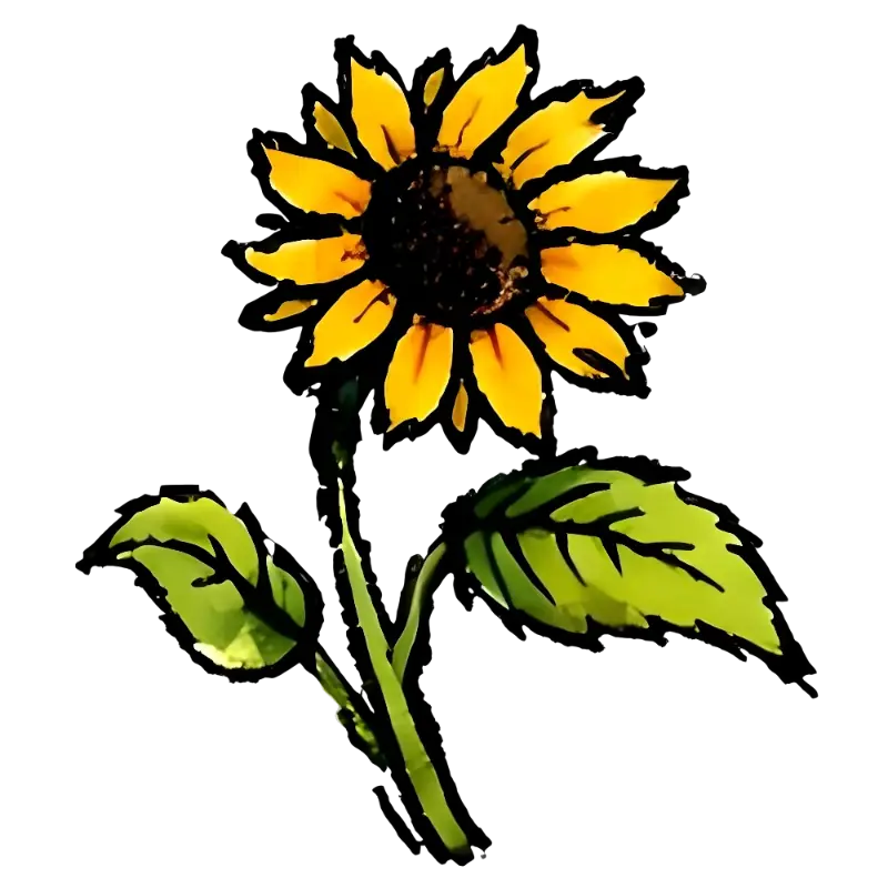 Stylized Sunflower Illustration: Bright Yellow on Black