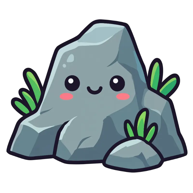 Cute Kawaii Rock with Grass