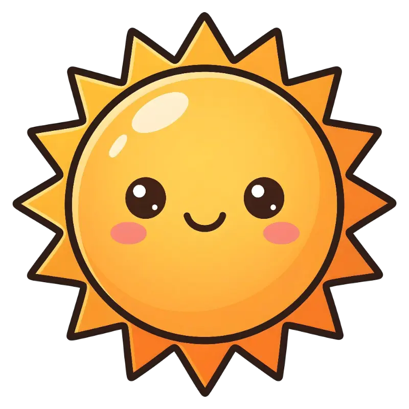 Kawaii Smiling Sun Illustration