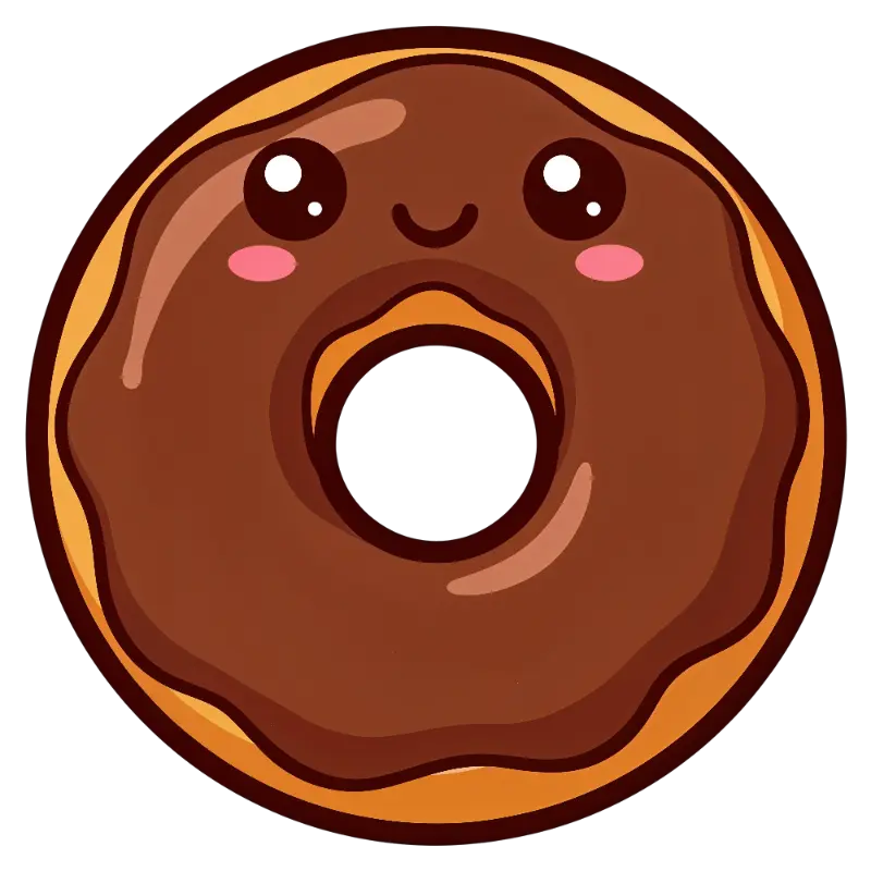 Kawaii Chocolate Donut Character