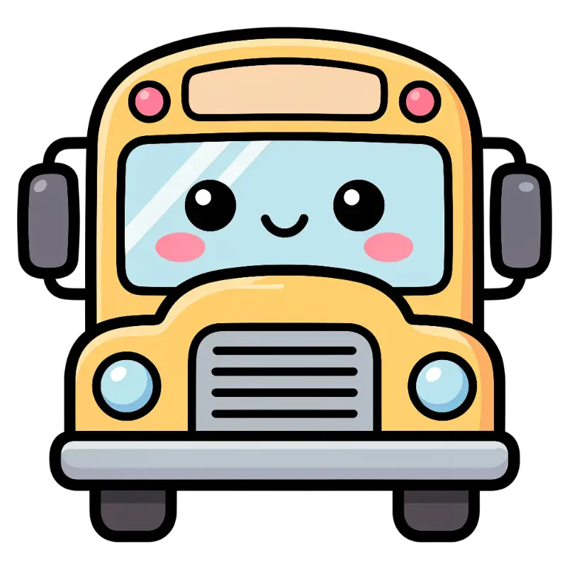 Kawaii School Bus with Happy Face