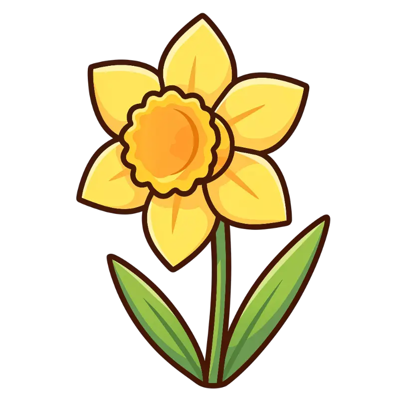 Cute Yellow Daffodil Illustration