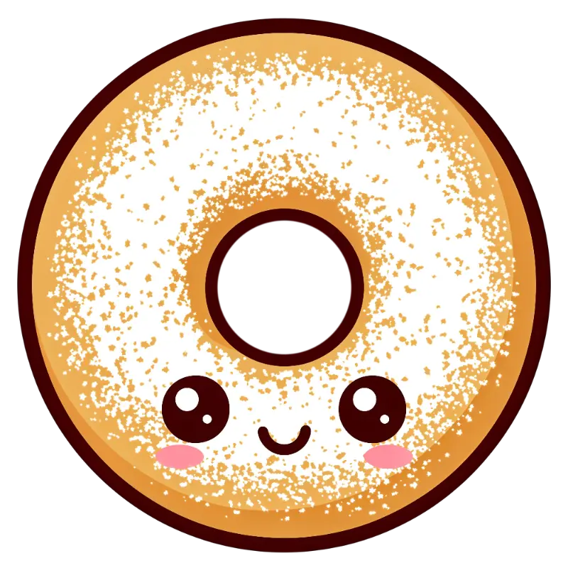 Kawaii Smiling Powdered Sugar Donut