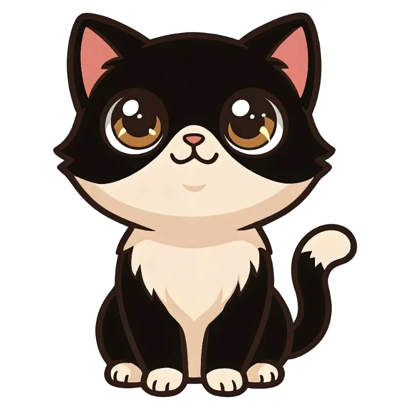 Cute Cartoon Cat with Expressive Eyes