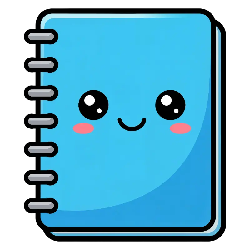 Cartoon Blue Spiral Notebook with Cute Smiling Face